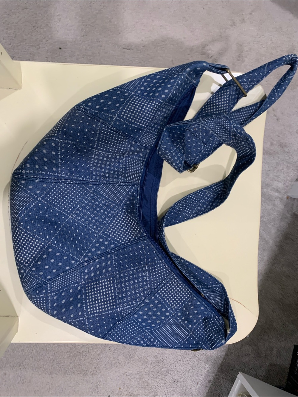 American Eagle Outfitters Denim Patterned Crescent Shoulder Bag
